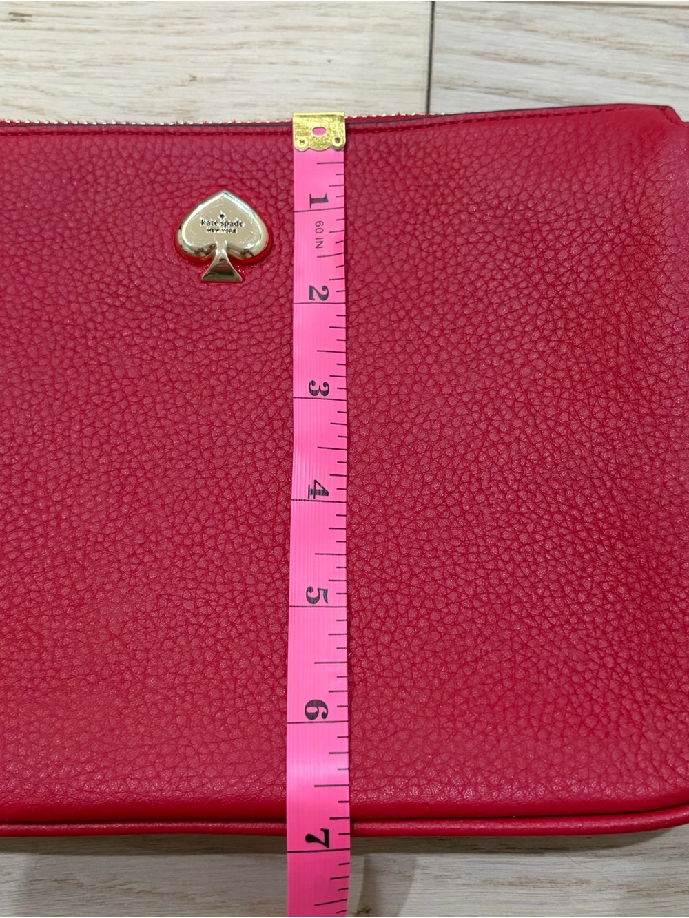 kate spade Red Pebbled Leather Crossbody with Gold Spade Accent - Picture 10 of 11